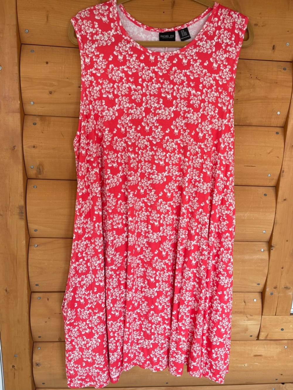 Rachel Zoe Coral and White print Floral Sleeveless A-Line Midi Dress Plus Sz 2X - Picture 2 of 6